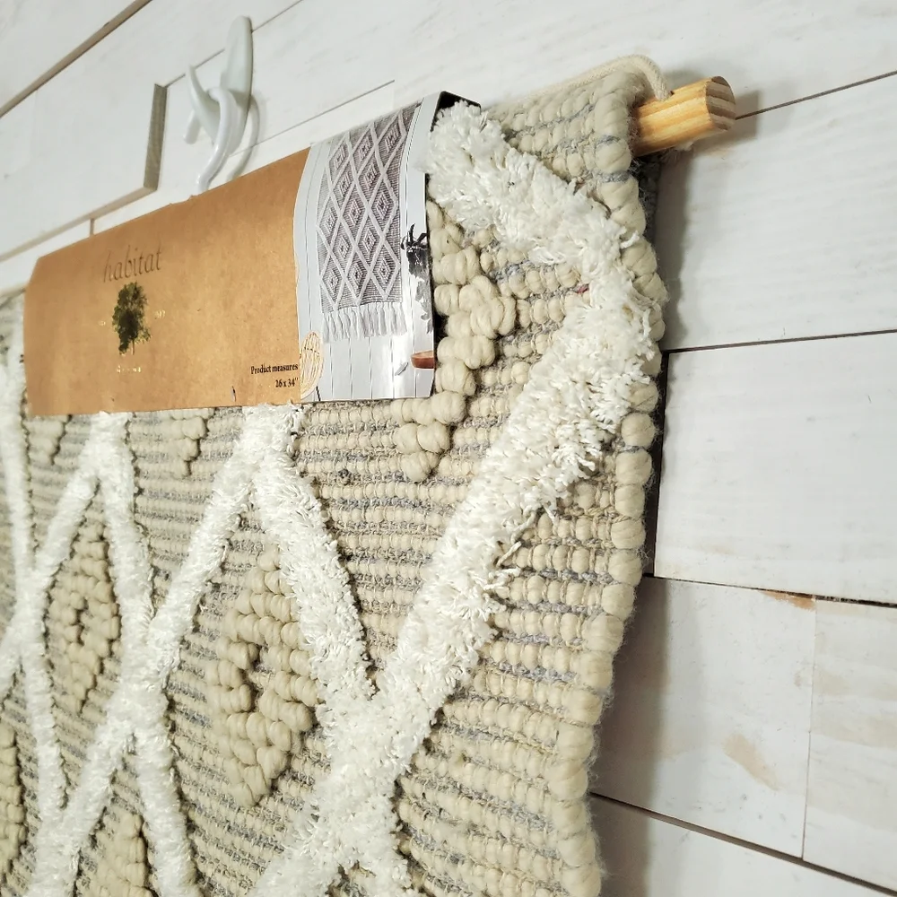 Habitat Decor Diamond Wool & Jute Wall Tapestry